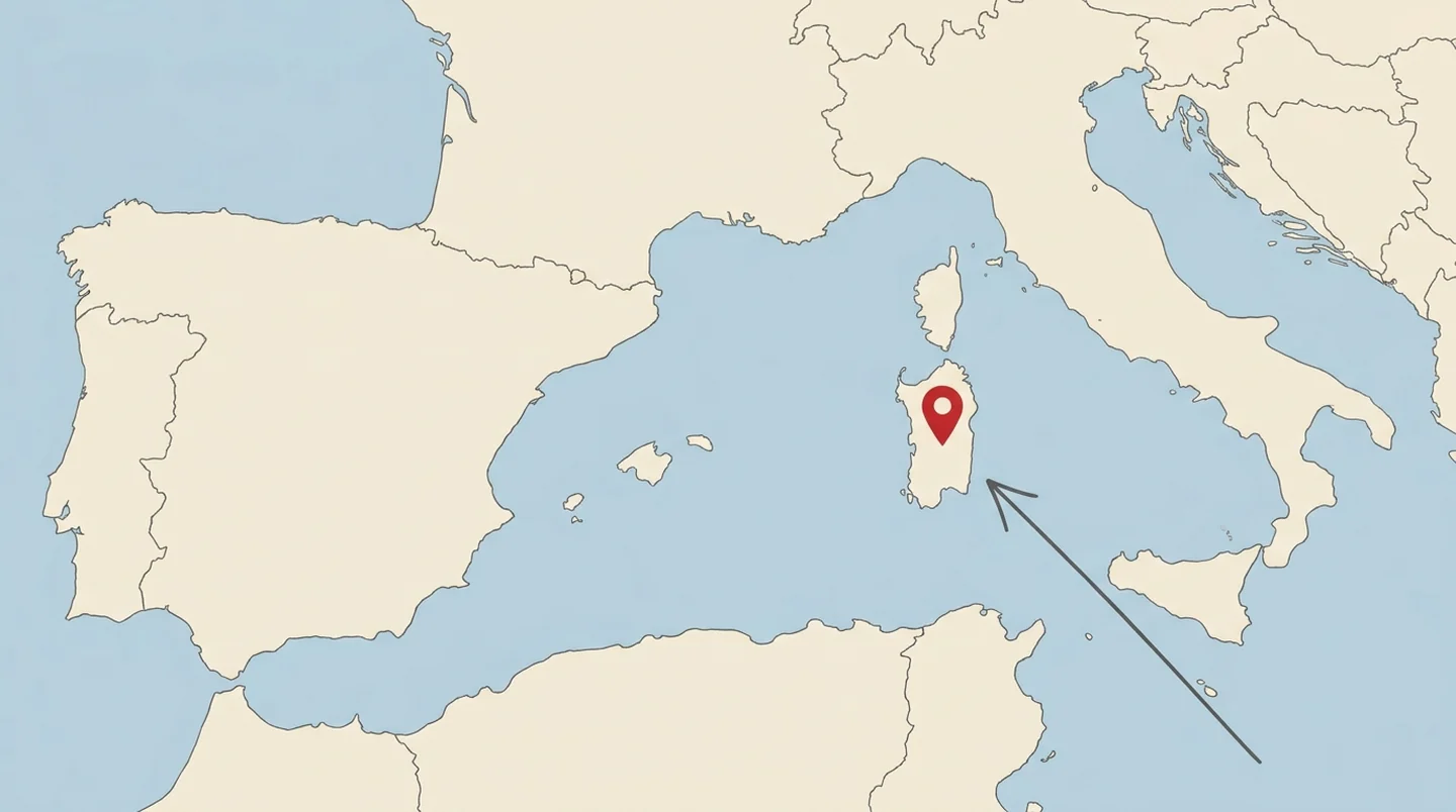 Map of the western Mediterranean with the region marked